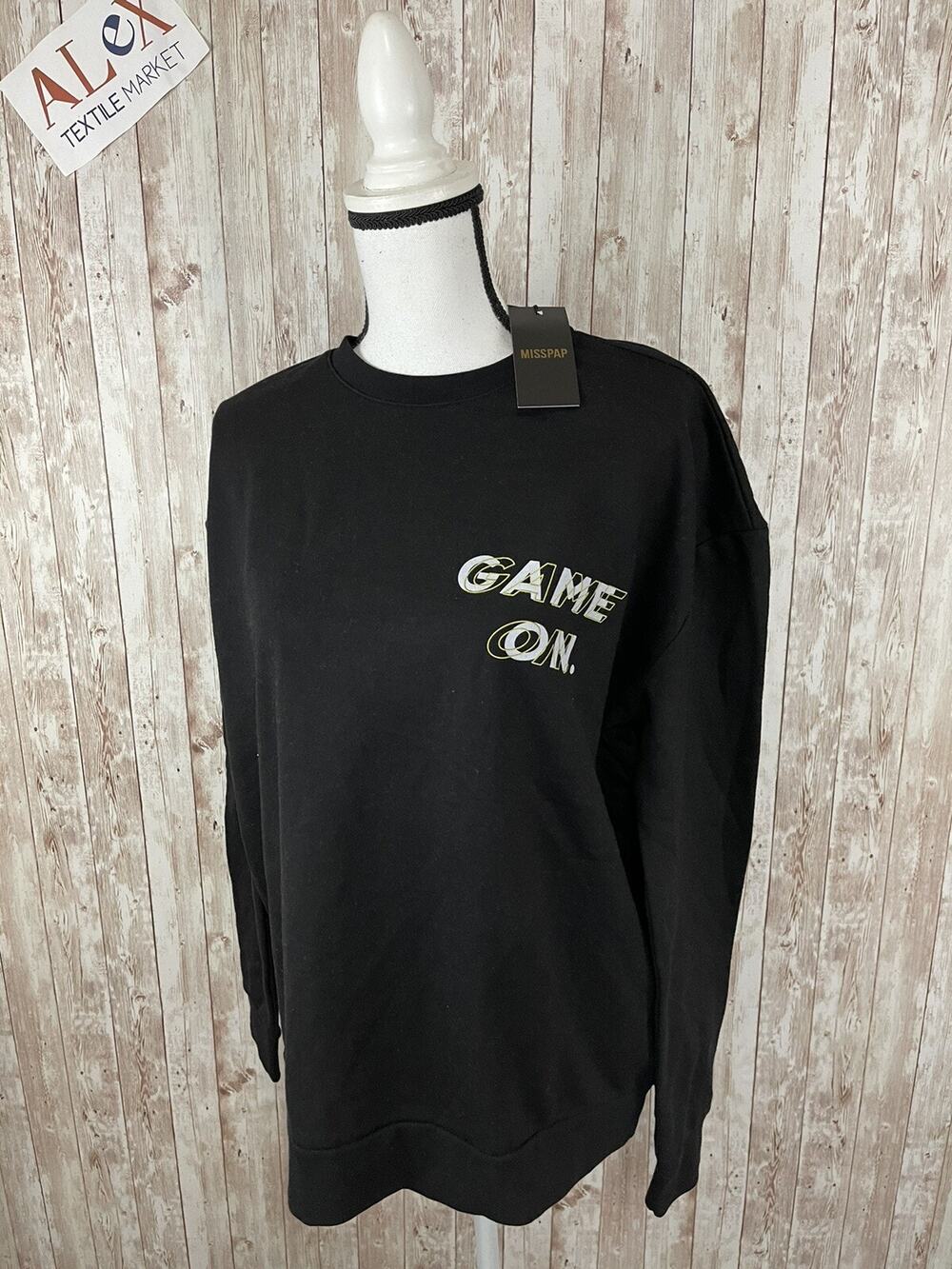 Misspap England Shirt Womens Large Game ON Black Sweater Pullover N132